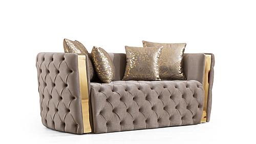 Naomi Taupe Velvet Fabric Loveseat by Galaxy Furniture