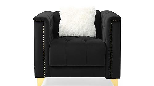Russell Black Velvet Chair by Galaxy Furniture