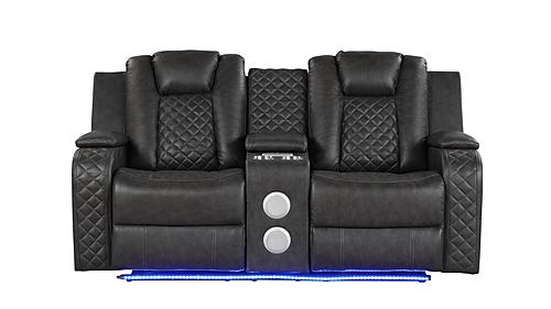 Benz Gray Faux Leather Loveseat by Galaxy Furniture