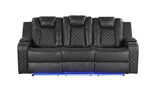 Benz Gray Faux Leather Sofa by Galaxy Furniture