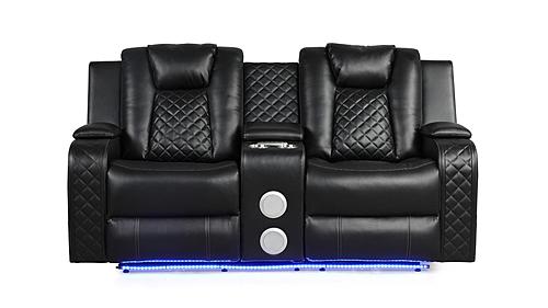 Benz Black Faux Leather Loveseat by Galaxy Furniture