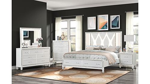 Crystal White Wood Bedroom Set by Galaxy Furniture