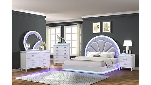 Perla Milky White Wood Bedroom Set by Galaxy Furniture