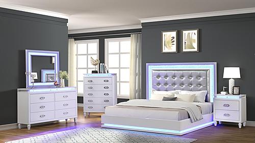 Passion Milky White Wood Bedroom Set by Galaxy Furniture