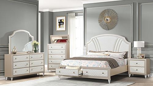 Tiffany Rose Gold Faux Leather Bedroom Set by Galaxy Furniture