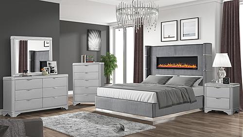 Lizzele Gray Wood Bedroom Set by Galaxy Furniture