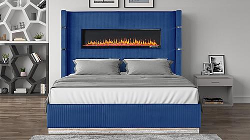Lizzele Velvet Fabric Bed by Galaxy Furniture