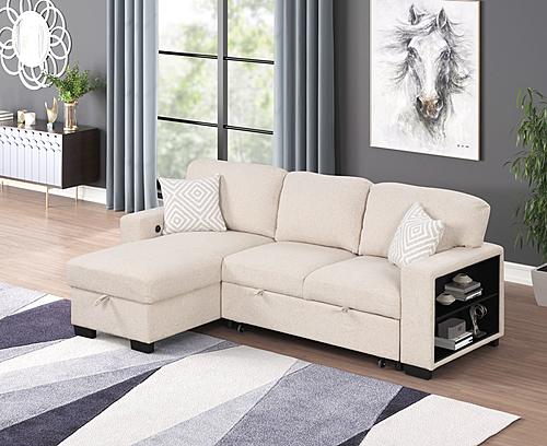 Pinto Beige Velvet Sectional Sofa by Galaxy Furniture