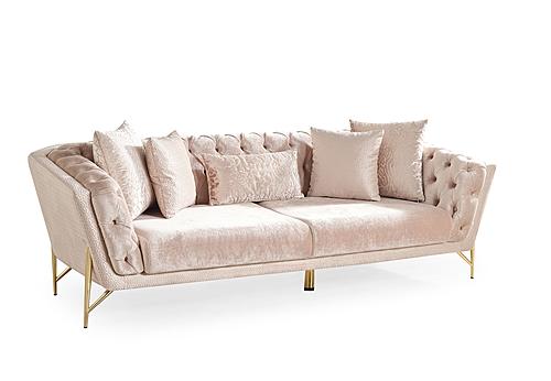 Presley Beige Solid Wood & Fabric Sofa by Galaxy Furniture