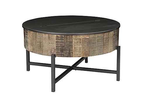 T1216 Rustic Vintage Wooden Round Storage Coffee Table by Galaxy Furniture