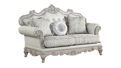 Tuscan Silver Button Tufted Upholstered Loveseat by Galaxy Furniture