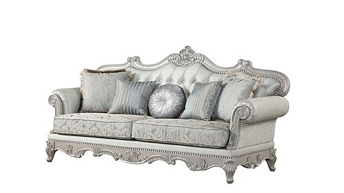 Tuscan Silver Button Tufted Upholstered Sofa by Galaxy Furniture