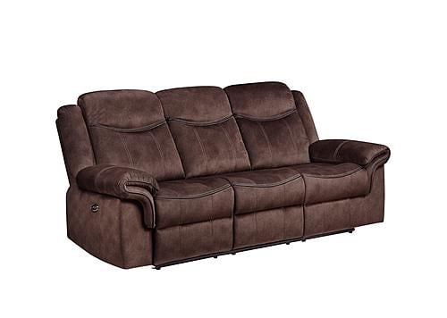 U2200 Domino Coffee Power Reclining Sofa & Power Console Reclining Loveseat w/Power Switch by Global Furniture