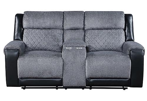 U5914 Grey/Black Console Reclining Loveseat by Global Furniture