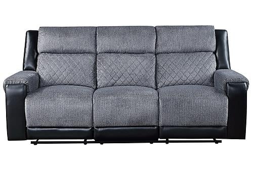 U5914 Grey/Black Reclining Sofa & Console Reclining Loveseat, Recliner by Global Furniture