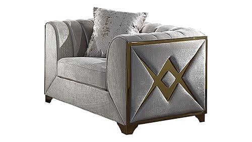 Velencia Cream Velvet Fabric Upholstery Chair by Galaxy Furniture