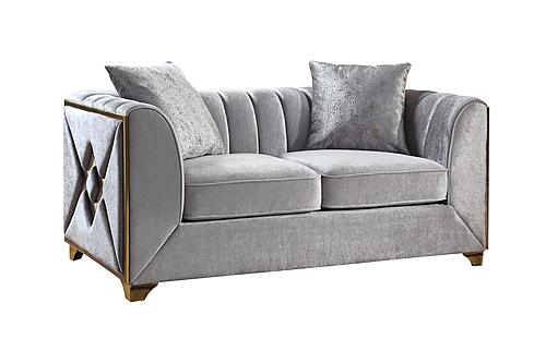 Velencia Silver Velvet Fabric Upholstery Loveseat by Galaxy Furniture
