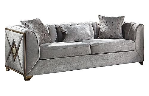 Velencia Cream Velvet Fabric Upholstery Sofa by Galaxy Furniture
