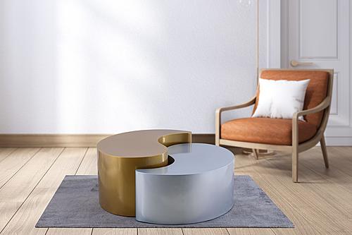 Ying Yang Gold & Silver Coffee Table by Galaxy Furniture