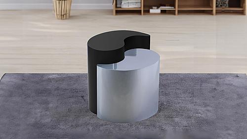 Ying Yang Black & Silver Side Table by Galaxy Furniture