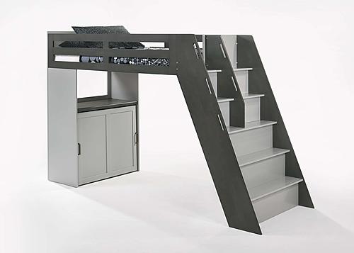 [NYC Deal] Galaxy Twin Loft Bunk Stonewash w/Light Gray Panels by Night & Day Furniture
