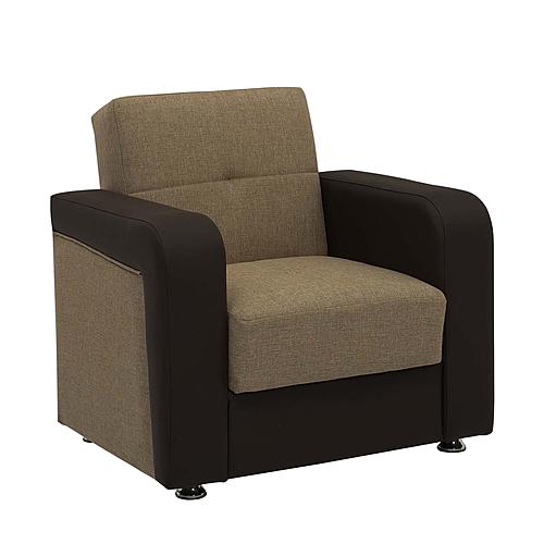Harmony Brown Chenille/PU Convertible Armchair by Casamode