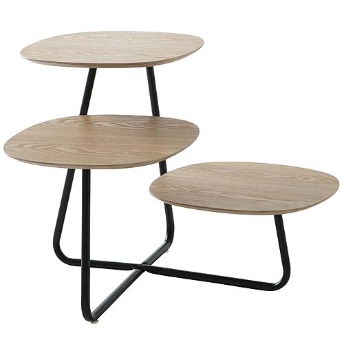 Hazelton Multi-Top End Tables with Manufactured Wood Top and Powder Coated Steel Frame, Natural Wood by LeisureMod