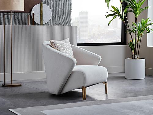 Veronica Perla Cream Main/Almira Gold Accent Chair by Bellona