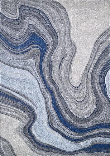 Illusions Blue/Grey Marble Area Rug by KAS Rugs