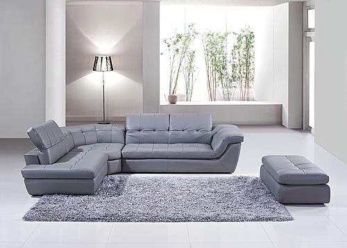 397 Italian Leather Ottoman in Gray Color by J&M Furniture