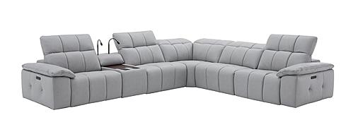 Beaumont Light Gray Leather Sectional by J&M Furniture