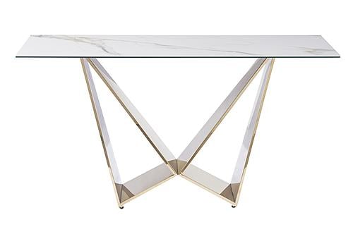 Orleans Console Table in White Ceramic & Gold by J&M Furniture