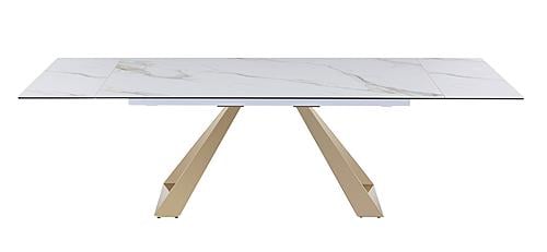 Orleans Extension Dining Table in White Ceramic & Gold by J&M Furniture