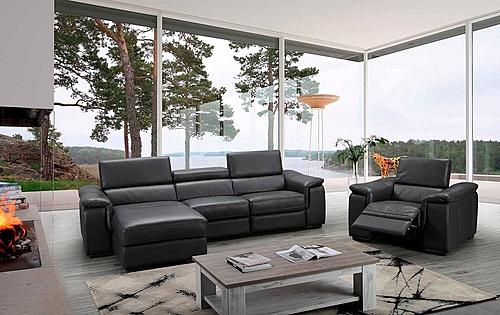 Allegra Premium Leather Sectional in Slate Gray by J&M Furniture