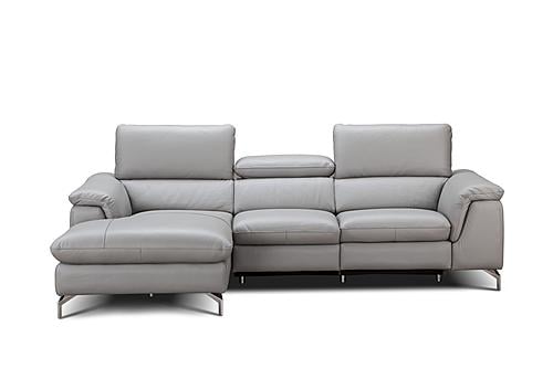 Serena Premium Leather Sectional in Light Gray by J&M Furniture