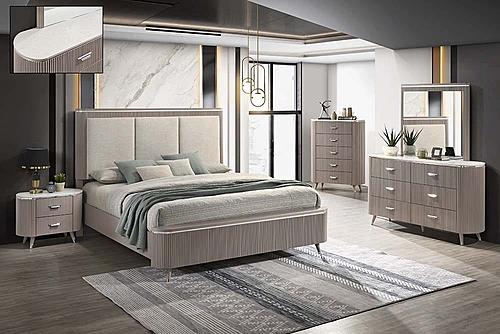 Opal Modern Bedroom Set in Light Taupe by J&M Furniture
