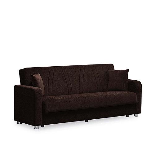 Elegance (Joker) Dark Brown Chenille Fabric Convertible Sofa by Casamode