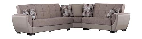 Armada Beige/Cream PU Flair Arms w/Walnut Legs 3PC Sectional by Kilim Furniture