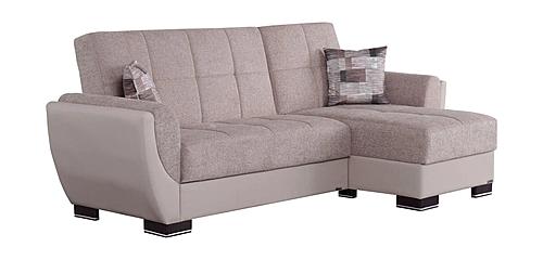 Armada Beige/Cream PU Flair Arms w/Walnut Legs Sectional by Kilim Furniture