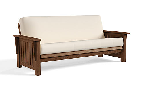 Futon Frame - Front-Closing Eco-Friendly Hardwood - Libra Walnut by Comfort Pure