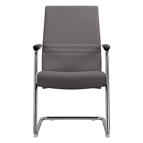 Aleen Series Guest Office Chair in Grey Leather by Leisuremod