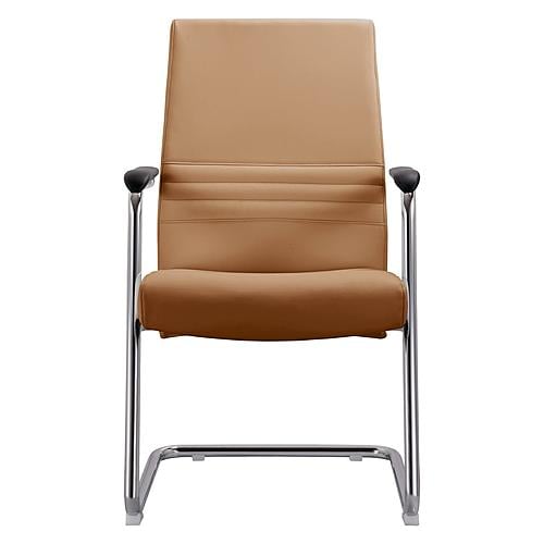 Aleen Series Guest Office Chair in Acorn Brown Leather by Leisuremod