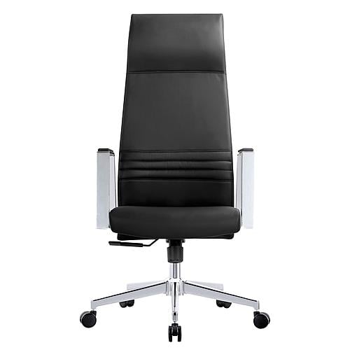 Aleen High-Back Office Chair in Upholstered Leather and Iron Frame w/Swivel & Tilt, Black by Leisuremod