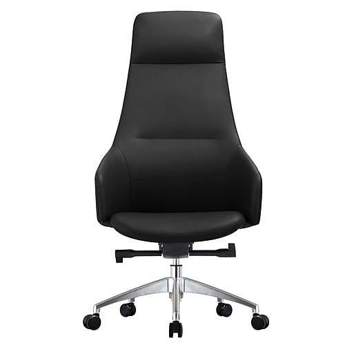 Celeste Series Tall Office Chair in Black Leather by Leisuremod