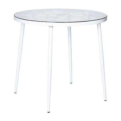 Devon Mid-Century Modern 5-Piece Aluminum Outdoor Patio Dining Set w/Tempered Glass Top, Table & 4 Dining Chair- White by Leisur