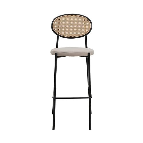 Euston Modern Wicker Bar Stool w/Black Steel Frame - Beige by Leisuremod