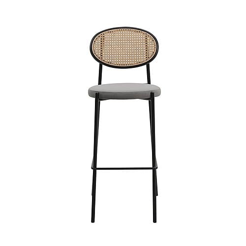 Euston Modern Wicker Bar Stool w/Black Steel Frame - Grey by Leisuremod