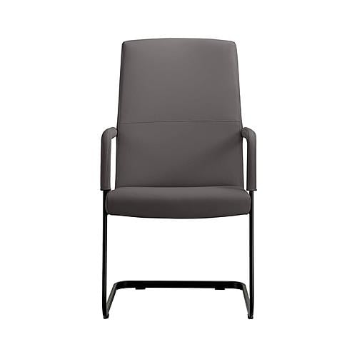 Evander Office Guest Chair in Grey Leather by Leisuremod
