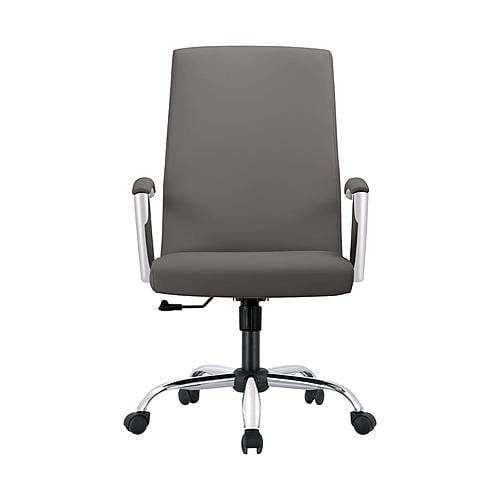 Evander Series Office Chair in Grey Leather by Leisuremod
