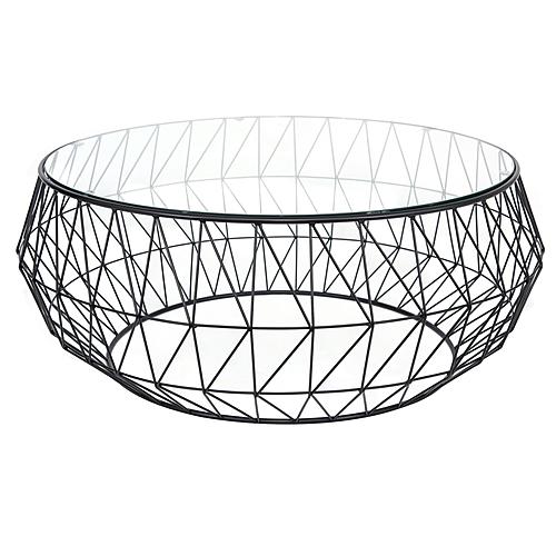 Jefferson Modern Leather Armchair w/Silver Frame & Round Coffee Table with Glass Top & Metal Base - White by Leisuremod
